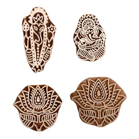 Set of 4 Piece New Mix Wooden Printing Block